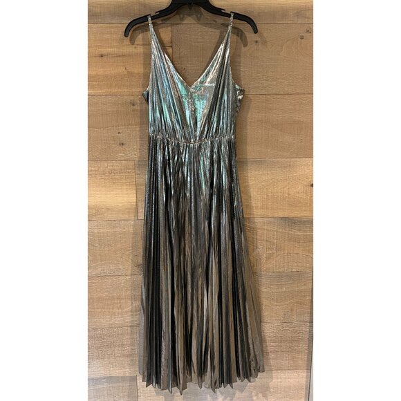 Allsaints Spark Metallic Pleated Maxi Dress Size S - Picture 2 of 8